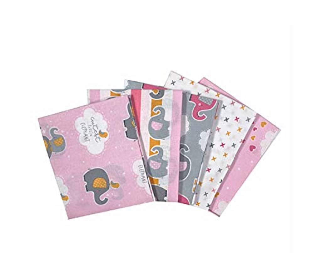Craft Cotton Company 2645-00 Cutest Little Elephant in Pink 100% Cotton Fat Quarters Bundle 5 Pack